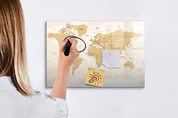 Tablica do rysowania magnetyczna Mapa podróży z miejscami do zaznaczenia