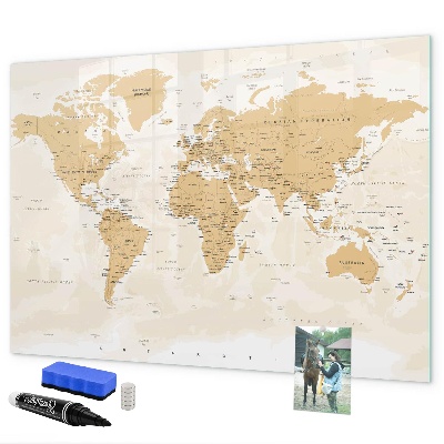 Tablica do rysowania magnetyczna Mapa podróży z miejscami do zaznaczenia