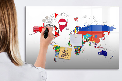 Tablica magnetyczna z pisakiem Mapa świata z miejscami na zdjęcia