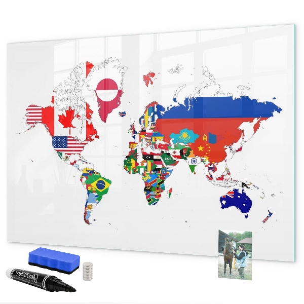 Tablica magnetyczna z pisakiem Mapa świata z miejscami na zdjęcia