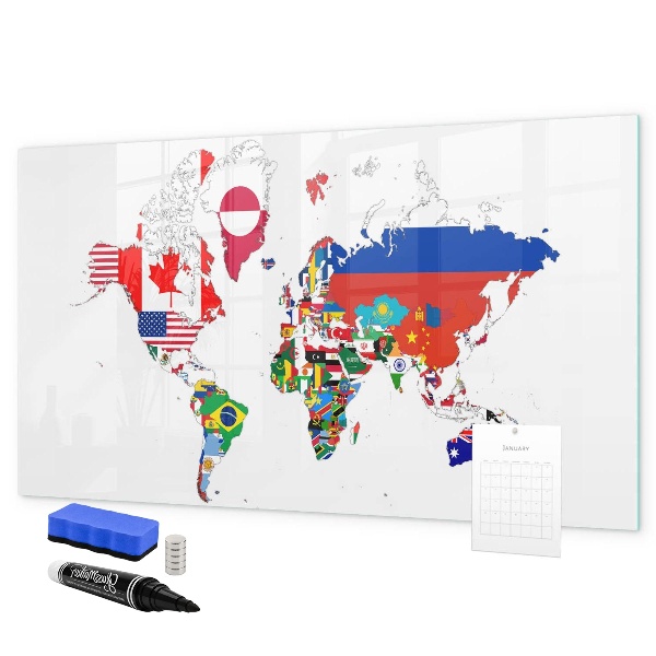 Tablica magnetyczna z pisakiem Mapa świata z miejscami na zdjęcia