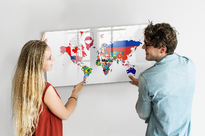 Tablica magnetyczna z pisakiem Mapa świata z miejscami na zdjęcia