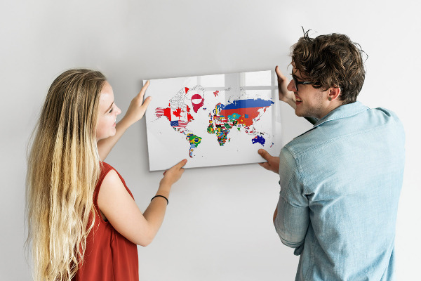 Tablica magnetyczna z pisakiem Mapa świata z miejscami na zdjęcia
