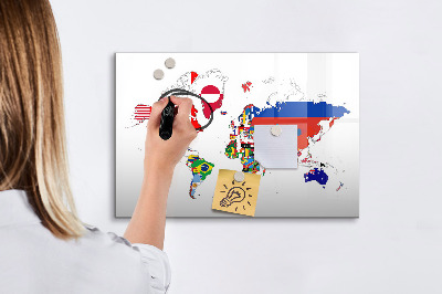 Tablica magnetyczna z pisakiem Mapa świata z miejscami na zdjęcia