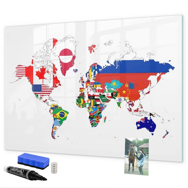 Tablica magnetyczna z pisakiem Mapa świata z miejscami na zdjęcia