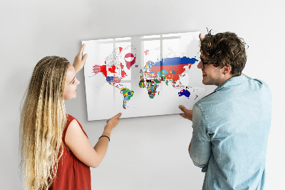 Tablica magnetyczna z pisakiem Mapa świata z miejscami na zdjęcia