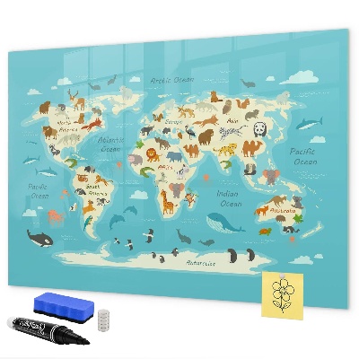 Tablica do rysowania magnetyczna Mapa świata z ilustracjami i zdjęciami