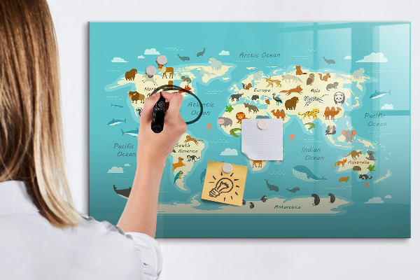 Tablica do rysowania magnetyczna Mapa świata z ilustracjami i zdjęciami