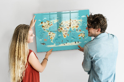 Tablica do rysowania magnetyczna Mapa świata z ilustracjami i zdjęciami