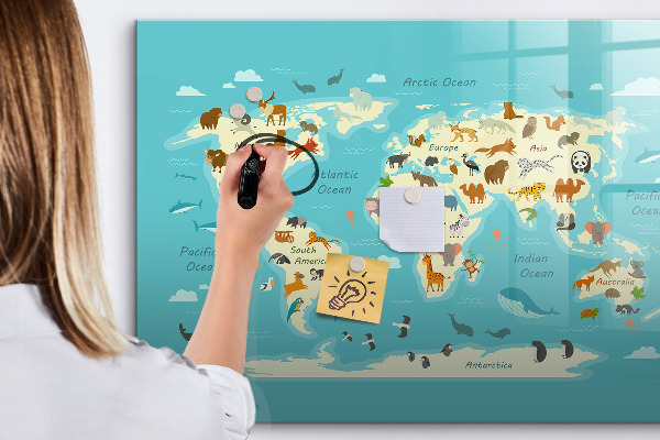 Tablica do rysowania magnetyczna Mapa świata z ilustracjami i zdjęciami