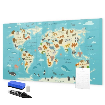 Tablica do rysowania magnetyczna Mapa świata z ilustracjami i zdjęciami