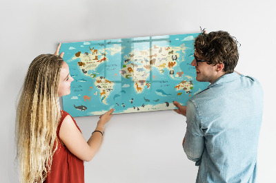 Tablica do rysowania magnetyczna Mapa świata z ilustracjami i zdjęciami