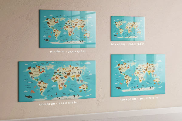 Tablica do rysowania magnetyczna Mapa świata z ilustracjami i zdjęciami