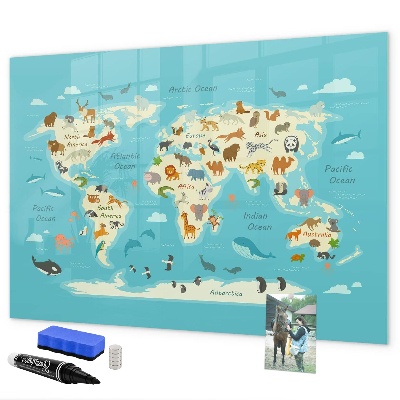 Tablica do rysowania magnetyczna Mapa świata z ilustracjami i zdjęciami