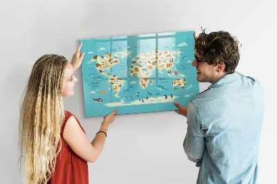 Tablica do rysowania magnetyczna Mapa świata z ilustracjami i zdjęciami