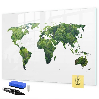 Tablica magnetyczna z pisakiem Zielona mapa świata z zdjęciami