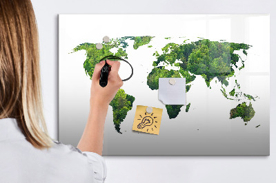 Tablica magnetyczna z pisakiem Zielona mapa świata z zdjęciami