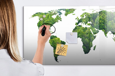 Tablica magnetyczna z pisakiem Zielona mapa świata z zdjęciami