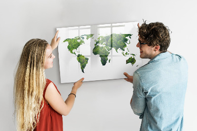 Tablica magnetyczna z pisakiem Zielona mapa świata z zdjęciami