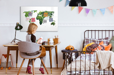Tablica magnetyczna z pisakiem Zielona mapa świata z zdjęciami