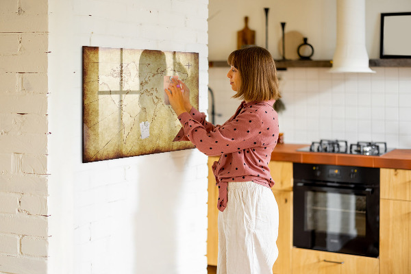 Magnetyczna tablica do rysowania Mapa świata z osobistymi wspomnieniami