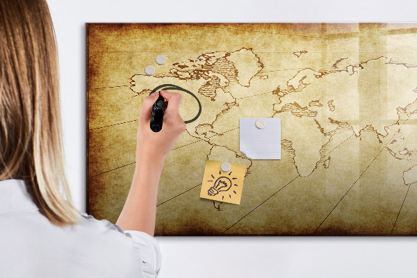 Magnetyczna tablica do rysowania Mapa świata z osobistymi wspomnieniami