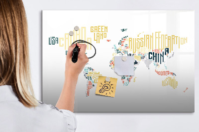 Magnetyczna tablica do rysowania Mapa świata z osobistymi wspomnieniami