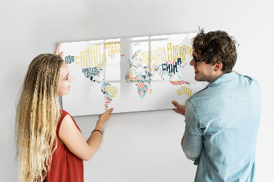 Magnetyczna tablica do rysowania Mapa świata z osobistymi wspomnieniami