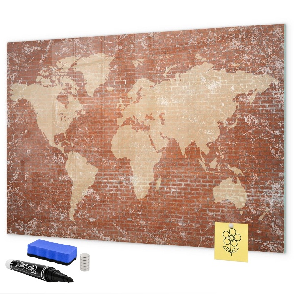 Tablica do rysowania magnetyczna Mapa świata z miejscami na zdjęcia