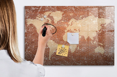 Tablica do rysowania magnetyczna Mapa świata z miejscami na zdjęcia