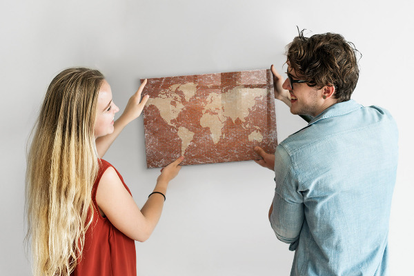 Tablica do rysowania magnetyczna Mapa świata z miejscami na zdjęcia