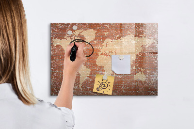 Tablica do rysowania magnetyczna Mapa świata z miejscami na zdjęcia