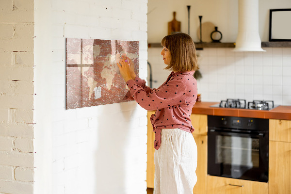 Tablica do rysowania magnetyczna Mapa świata z miejscami na zdjęcia