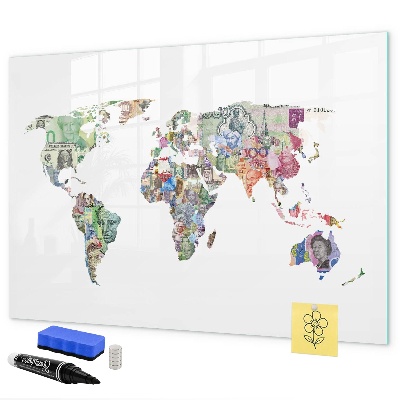 Tablica do rysowania magnetyczna Mapa świata z osobistymi wspomnieniami