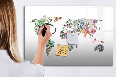 Tablica do rysowania magnetyczna Mapa świata z osobistymi wspomnieniami