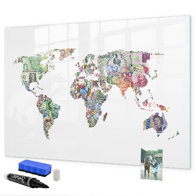 Tablica do rysowania magnetyczna Mapa świata z osobistymi wspomnieniami