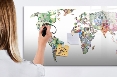 Tablica do rysowania magnetyczna Mapa świata z osobistymi wspomnieniami