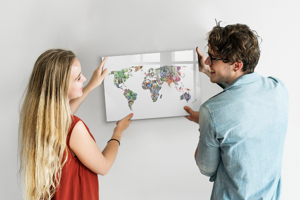 Tablica do rysowania magnetyczna Mapa świata z osobistymi wspomnieniami