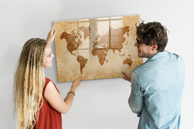 Tablica do rysowania magnetyczna Mapa świata z miejscami wspomnień