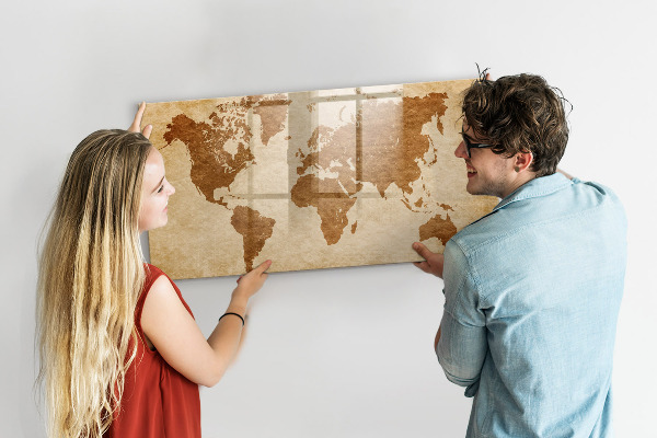 Tablica do rysowania magnetyczna Mapa świata z miejscami wspomnień