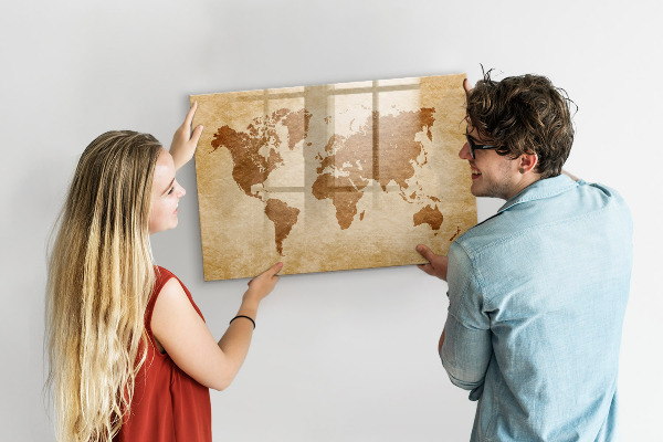 Tablica do rysowania magnetyczna Mapa świata z miejscami wspomnień