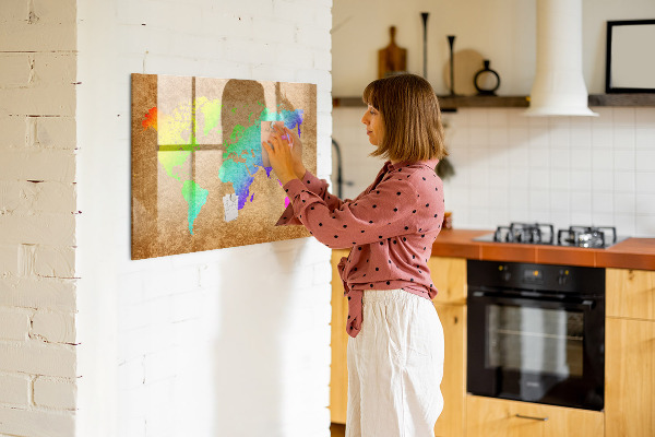 Magnetyczna tablica do rysowania Kolorowa mapa z miejscami na zdjęcia
