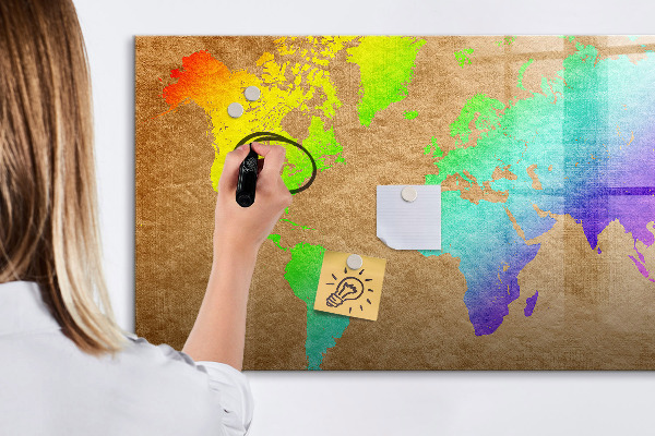 Magnetyczna tablica do rysowania Kolorowa mapa z miejscami na zdjęcia