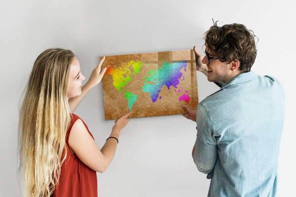 Magnetyczna tablica do rysowania Kolorowa mapa z miejscami na zdjęcia