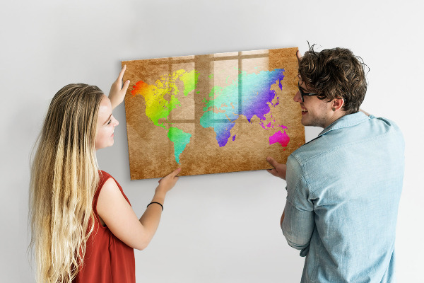 Magnetyczna tablica do rysowania Kolorowa mapa z miejscami na zdjęcia