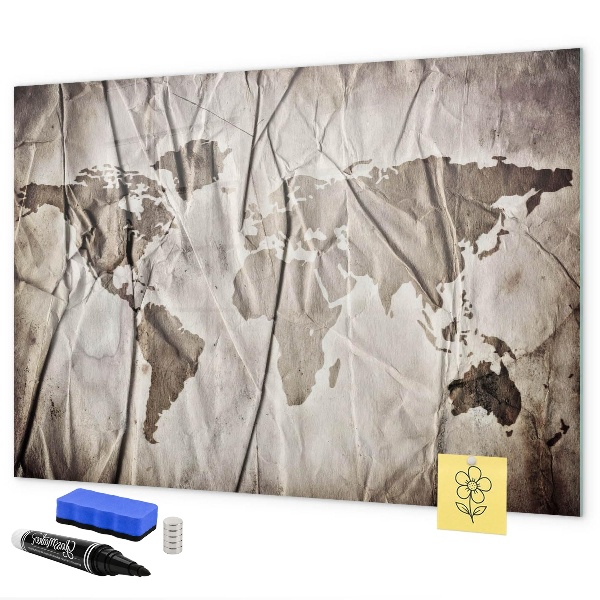 Tablica do rysowania magnetyczna Mapa świata z zdjęciami i akcesoriami