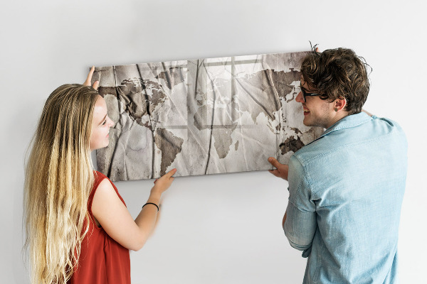 Tablica do rysowania magnetyczna Mapa świata z zdjęciami i akcesoriami