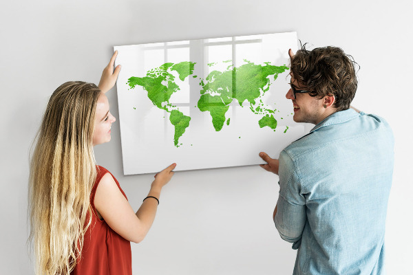 Magnetyczna tablica do rysowania Zielona mapa z miejscami na zdjęcia