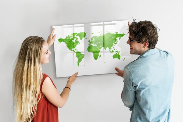 Magnetyczna tablica do rysowania Zielona mapa z miejscami na zdjęcia