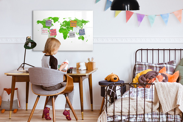 Magnetyczna tablica do rysowania Zielona mapa z miejscami na zdjęcia